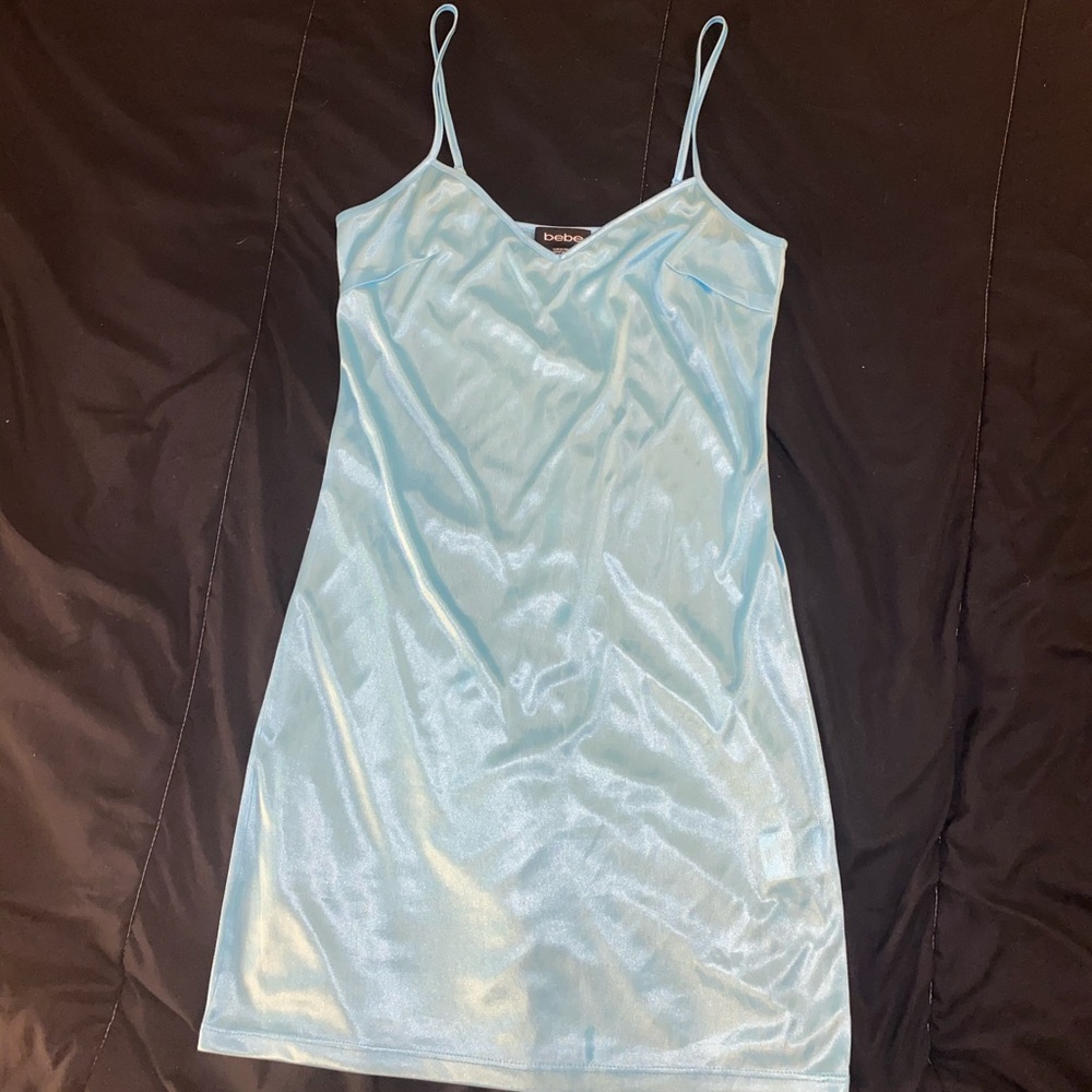 BEBE Blue Satin Dress